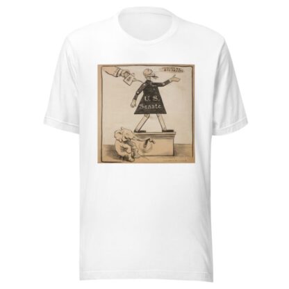 The U.S. Senate is represented as a mechanical toy which says ‘There are no bad Trusts’ whenever played by William Henry Walker T-Shirt