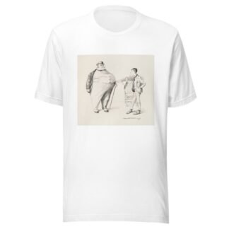 A thin young man talks to a large fat man. by William Henry Walker T-Shirt