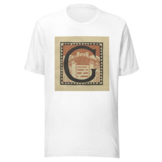 Letters designed and cut on linoleum blocks Pl.07 by Columbia University Teachers College T-Shirt