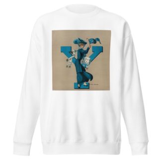 Woman holding Yale flag standing in front of giant Y by F. Earl Christy Sweatshirt