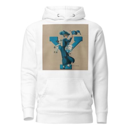 Woman holding Yale flag standing in front of giant Y by F. Earl Christy Hoodie