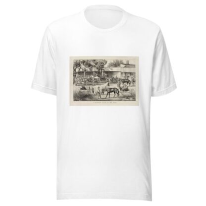 A ‘stopping place’ on the road; the horse shed by Currier & Ives. T-Shirt