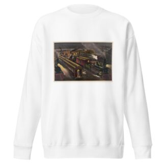 Night scene at a junction by Currier & Ives. Sweatshirt