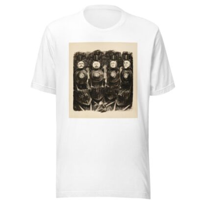 Gould, Harriman, Vanderbilt, and Hill, depicted as trains, about to run over a small man representing the people. by William Henry Walker T-Shirt
