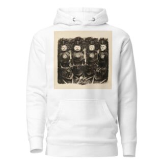 Gould, Harriman, Vanderbilt, and Hill, depicted as trains, about to run over a small man representing the people. by William Henry Walker Hoodie