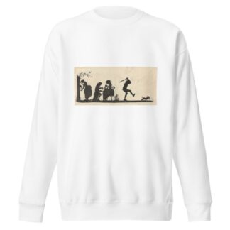 Silhouet van de familie die de hond het huis uitjaagt by Nelly Bodenheim Sweatshirt