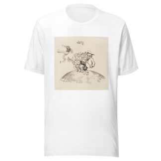 Men representing several European countries dance a kick-line together to kick out a man representing anarchy. by William Henry Walker T-Shirt