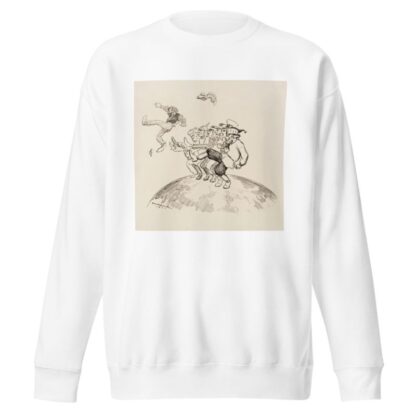 Men representing several European countries dance a kick-line together to kick out a man representing anarchy. by William Henry Walker Sweatshirt