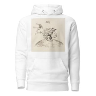 Men representing several European countries dance a kick-line together to kick out a man representing anarchy. by William Henry Walker Hoodie