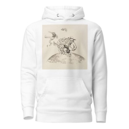 Men representing several European countries dance a kick-line together to kick out a man representing anarchy. by William Henry Walker Hoodie
