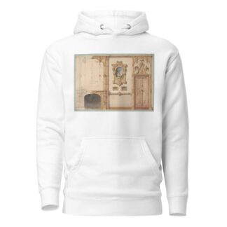 Design for the decoration of a wall punctuated by a fireplace and a door and hung with gold-framed pictures by Jules-Edmond-Charles Lachaise Hoodie