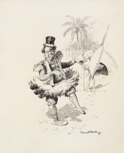 A black man in native dress laughs at another who has mixed native with Western dress. by William Henry Walker