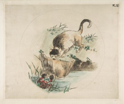 A Cat Hunting a Crab by Félix Bracquemond