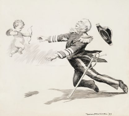 A military leader is shot by the bow of a small cherub. by William Henry Walker