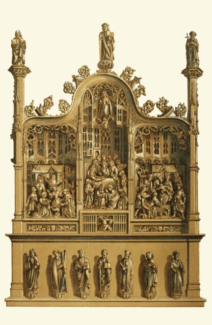 A portable altar in carved oak by Henry Noel Humphreys
