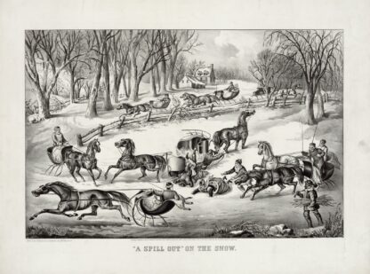 A ‘spill out’ on the snow by Currier & Ives.