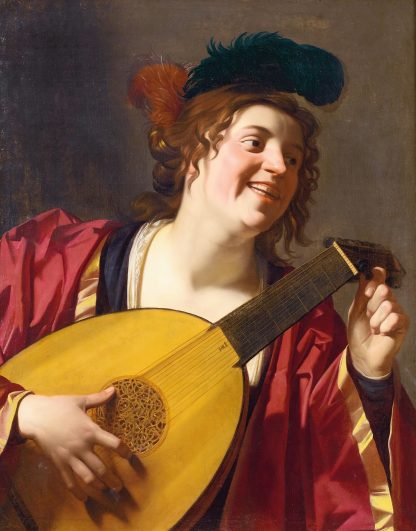 A Woman Tuning A Lute by Gerard van Honthorst