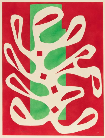 Algue blanche sur fond rouge et vert by Henri Matisse