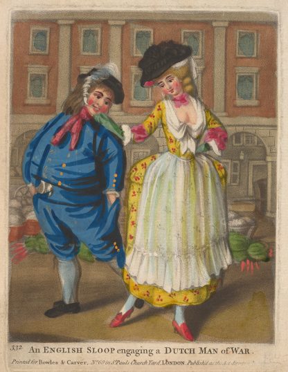 An English sloop engaging a Dutch Man of War. by Anonymous