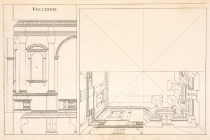 An horizontal projection of architecture in a square ceiling by Andrea Pozzo