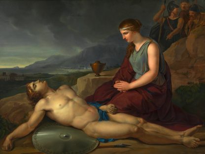 Antigone neben dem Leichnam ihres Bruders Polyneikes kniend by Josef Abel