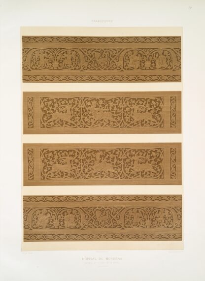 Arabesques; hôpital du Moristan; détails de poutres et de frises by Émile Prisse d'Avennes