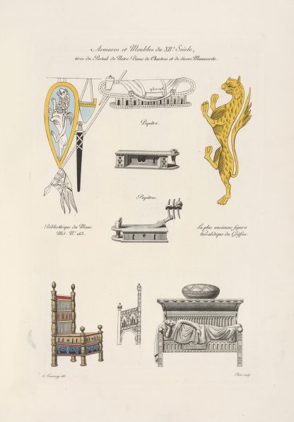 Armures et meubles du XIIe. siècle, tirés du portail de Notre-Dame de Chartres et de divers manuscrits. by Nicolas Xavier Willemin