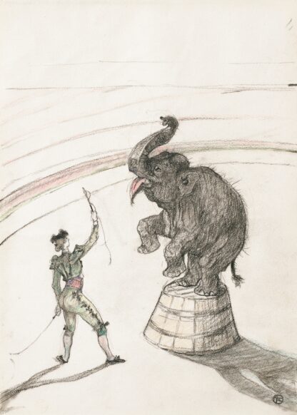 Au cirque; Éléphant en liberté by Henri de Toulouse-Lautrec