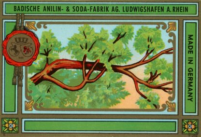 Badische Anilin & Soda-Fabrik dye label with tree branch by Badische Anilin & Soda-Fabrik