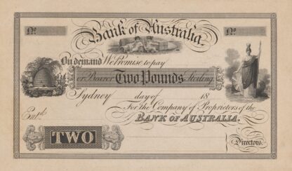 Bank of Australia two pound note by Perkins & Heath