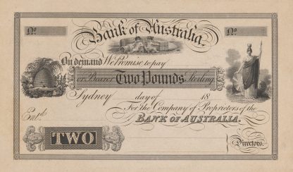 Bank of Australia two pound note by Perkins & Heath