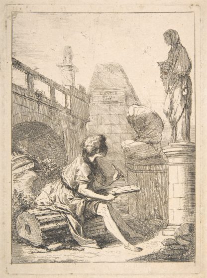 Boy Sketching Ruins by Charles Hutin