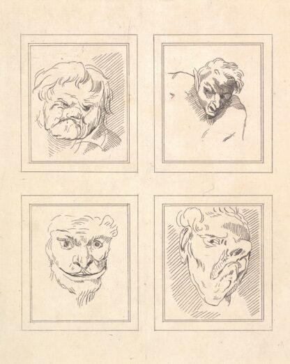 Characaturas by Leonardo da Vinci Pl.11 by Wenceslaus Hollar