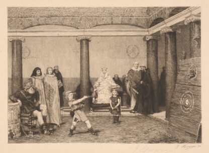 Clotilda, wife of Clovis, instructing her children. by Gustave Mercier