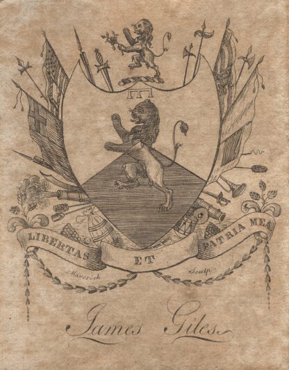 Coat of Arms with James Giles inscribed below by Peter Rushton Maverick