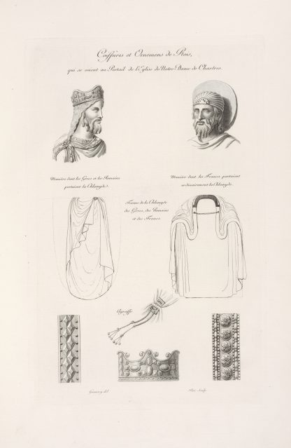 Coiffures et ornemens de rois, qui se soient au portail de l’église de Notre-Dame de Chartres. by Nicolas Xavier Willemin