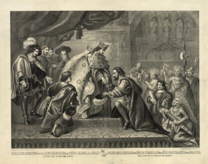 Columbus reception by the King Ferdinand and Queen Isabella of Spain after his first return from America by Henry Jerome Schile