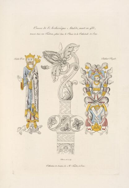 Crosse de l’archevêque Atalde, mort en 933, trouvée dans son tombeau, placée dans le chœur de la cathédrale de Sens. by Nicolas Xavier Willemin