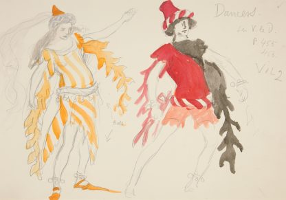 Dancers, costume sketch for Henry Irving’s Planned Production of King Richard II by Edwin Austin Abbey