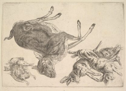 Dead deer, hares and game by Wenceslaus Hollar