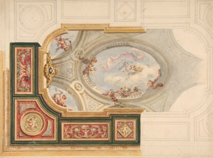 Design for a ceiling in Baroque style with a central panel in trompe l’oeil by Jules-Edmond-Charles Lachaise