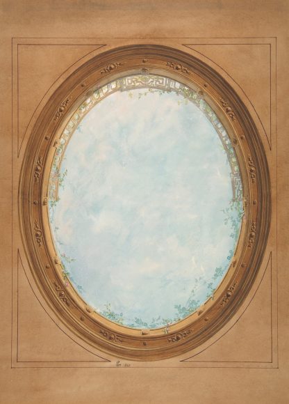 Design for a ceiling with trompe l’oeil balustrade and sky by Jules-Edmond-Charles Lachaise