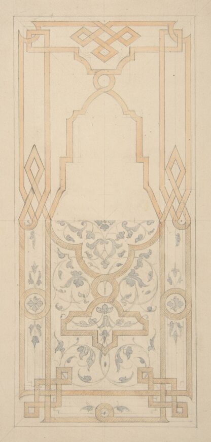 Design for a panel ornamented with strapwork and rinceaux by Jules-Edmond-Charles Lachaise