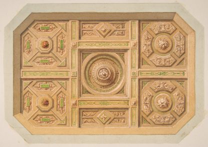 Design for a paneled ceiling with painted decoration by Jules-Edmond-Charles Lachaise
