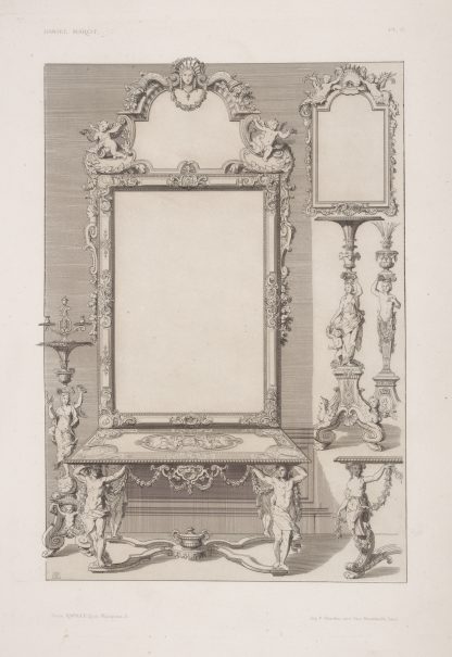 Design for a table and mirror with legs in shape of men and women. by André-Charles Boulle