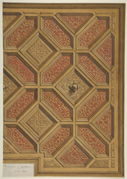 Design for Coffered Ceiling, Mme Païva’s Chateau at Neudeck by Jules-Edmond-Charles Lachaise