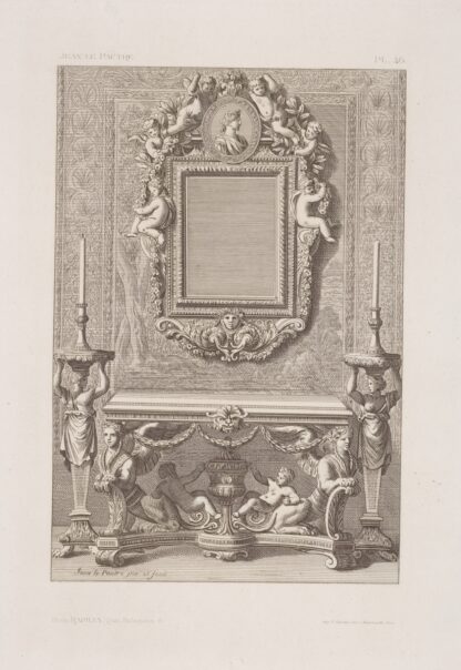 Design for table, two candlesticks, and mirror by André-Charles Boulle