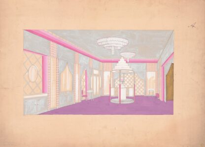 [Design for the Lentheric Salon, Fifth Ave. & 58th St., Savoy-Plaza Hotel, New York, NY.] [Perspective rendering by Winold Reiss