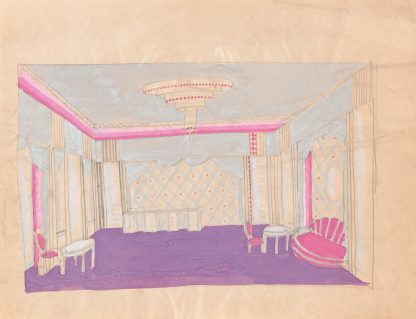 Design for the Lentheric Salon, Fifth Ave. & 58th St., Savoy-Plaza Hotel, New York, NY.] [Perspective sketch by Winold Reiss