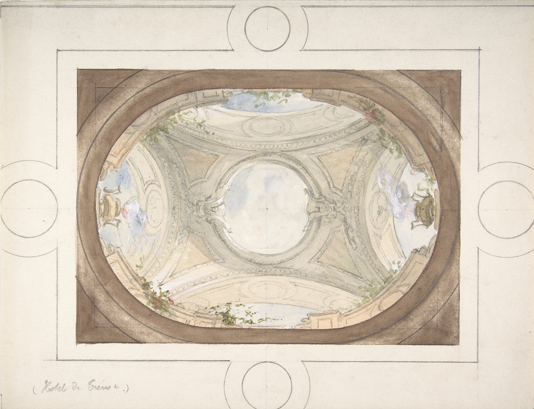 Design for Trompe L’Oeil Ceiling for Dining Room, Hôtel de Trévise by Jules-Edmond-Charles Lachaise